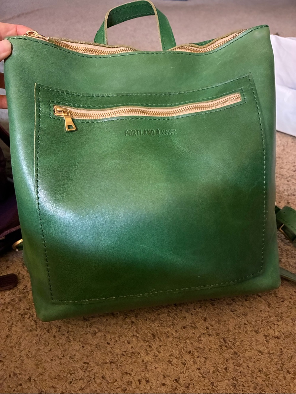 Portland Leather Cowboy Mint Leather classic tote Backpack - Sleek Everyday Bag